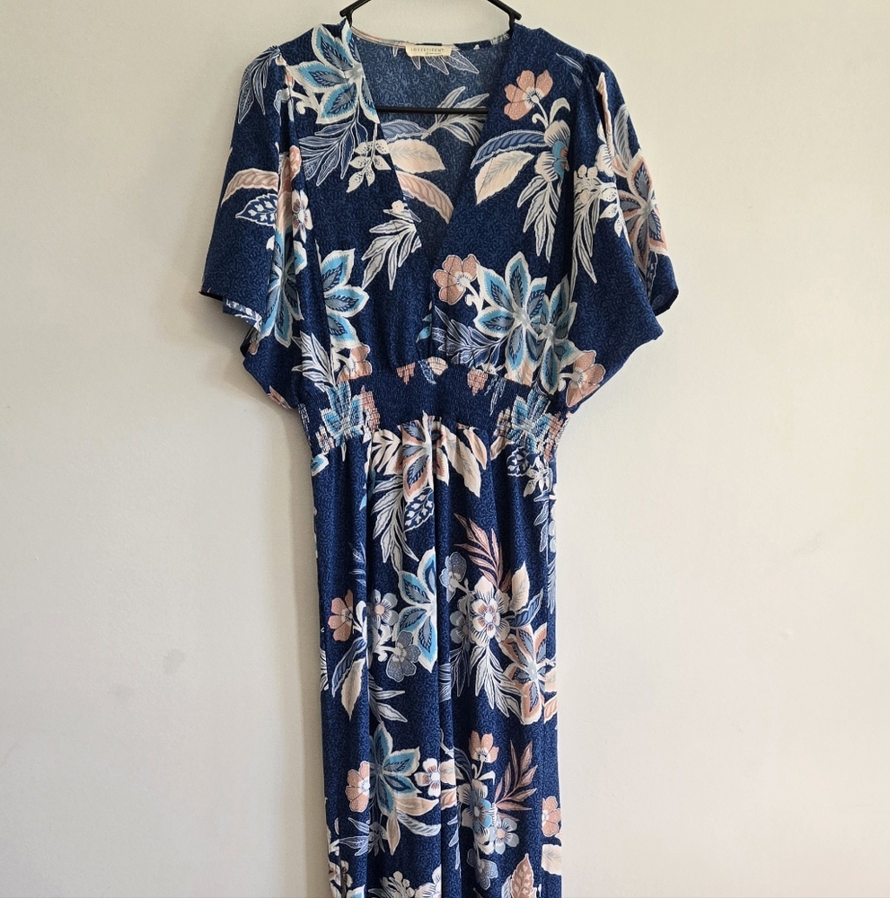 Love Stitch Kimono Maxi Wedding Guest Garden Party Dress Size Small